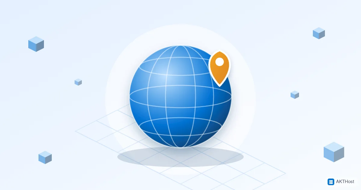 Illustration of a globe with a location pin, for choosing a domain name