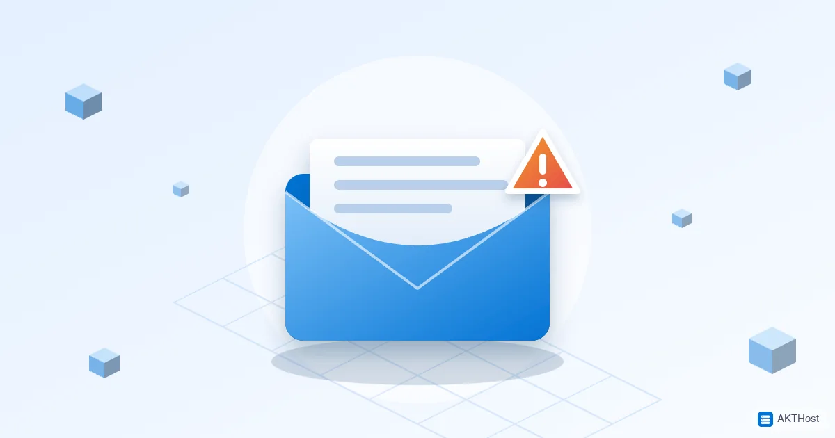 Illustration of an email envelope with a warning sign, for emails that go to the spam folder