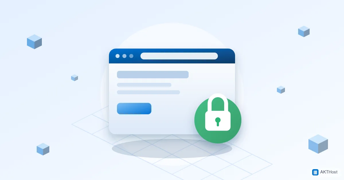 Illustration of a browser window with a green padlock, for making a website load on HTTPS