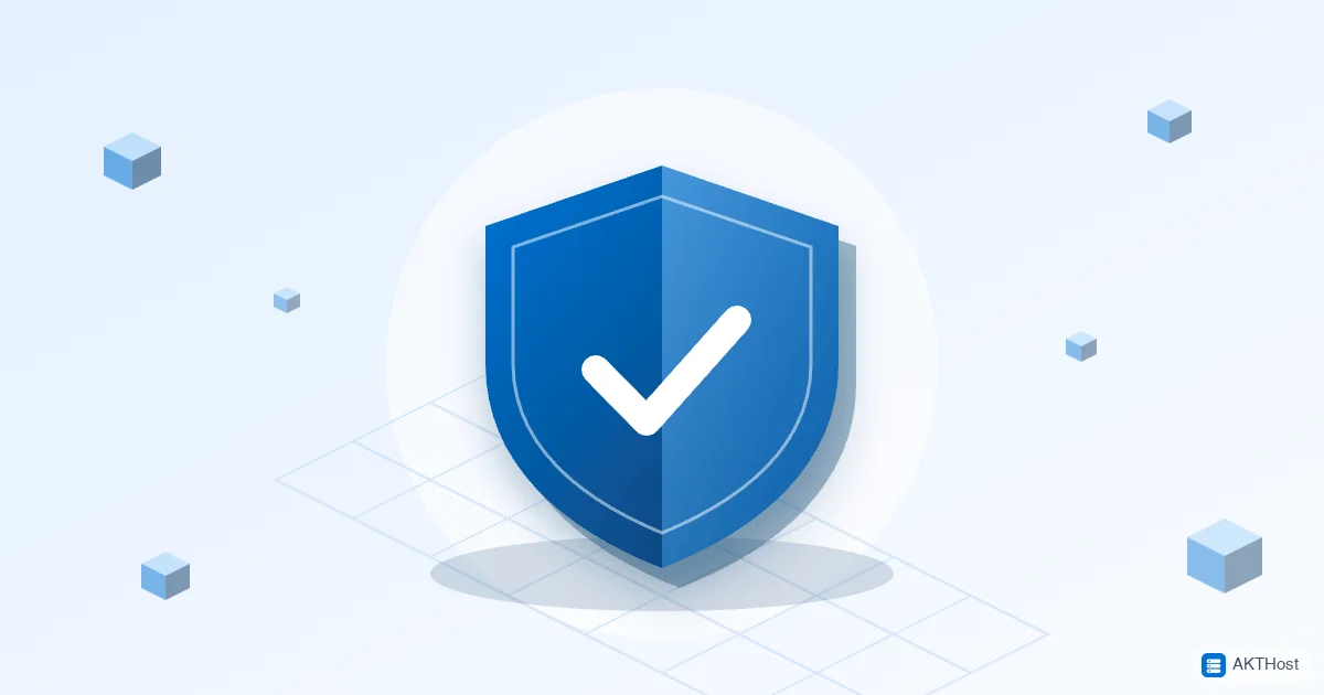 Illustration of a blue shield with a white check mark, for a WordPress safety checklist