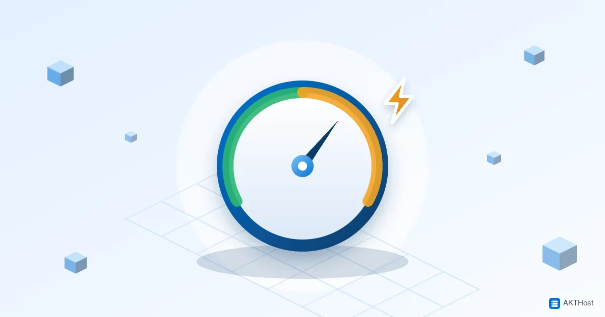 Illustration of a speed gauge with a lightning bolt, for making a website faster