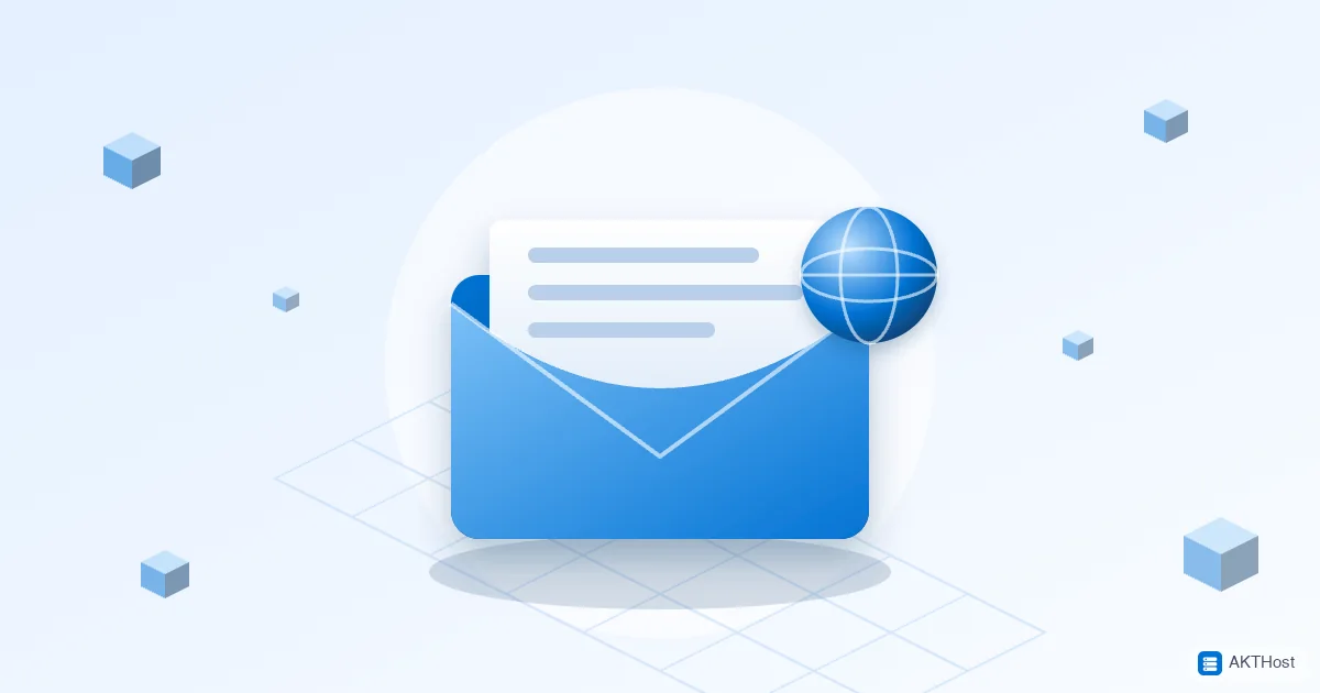 Illustration of an email envelope with a globe, for business email on your own domain